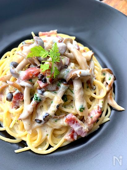 簡単濃厚〝ベーコンとしめじのゴルゴンゾーラスパゲティ〟