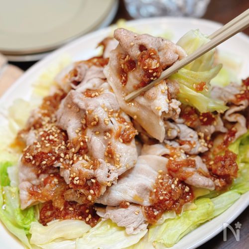【豚しゃぶキャベツの梅だれサラダ】さっぱり食べれてスタミナも