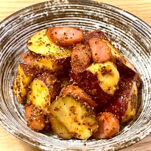 michuの作ってみた!投稿(癖になる味♡さつまいもとソーセージの粒マスタードマヨソテー)