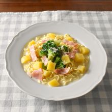 じゃがいもとベーコンのクリームスープパスタ