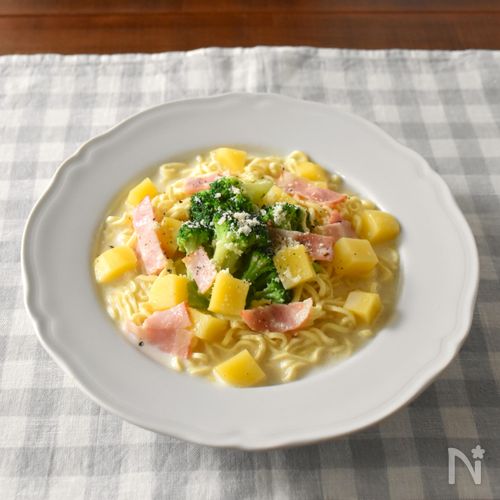 じゃがいもとベーコンのクリームスープパスタ