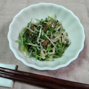 M＊Pの作ってみた!投稿(早い安いうまい！もやしと豆苗の梅肉和え)