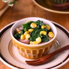 子ども爆食べ♪やみつきほうれん草とベーコンのコーンバター