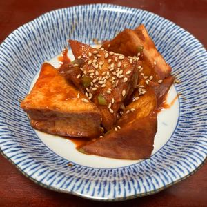 りんごの作ってみた!投稿(絹厚揚げの韓国風煮付け(トゥブジョリム風))