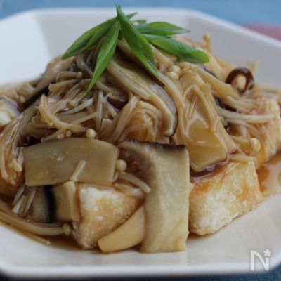 高野豆腐のキノコあんかけ