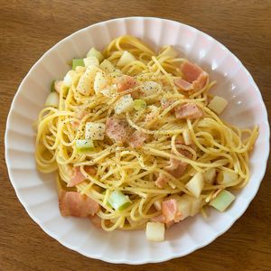みわの作ってみた!投稿(【495kcal】ベーコンと長芋のゆずこしょうパスタ)