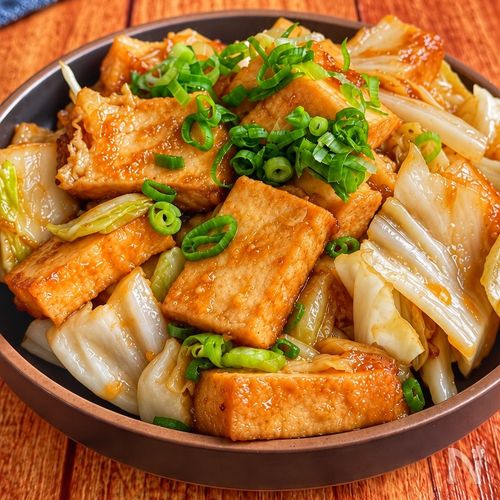 男子が喜ぶ味濃い系【厚揚げキャベツの味噌にんにく炒め】