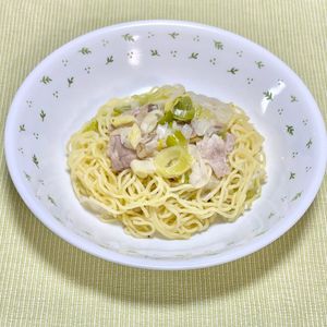 キャピタンの作ってみた!投稿(忙しい日に♪火を使わずレンジで8分【ネギ塩焼きそば】)