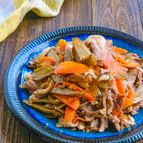ごぼうとにんじんと豚こまのシャキシャキ炒め