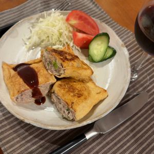 マリオタクピンクの作ってみた!投稿(【油揚げメンチカツ】キャベツたっぷり!衣いらずで簡単節約!)