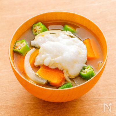【ふわふわ食感】かぼちゃと残ったたまごの白身のみそ汁