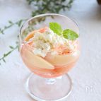 レモンで手作り！カッテージチーズと桃のグラスデザート