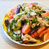 こざかなの作ってみた!投稿(レンチンなすと茹で豚こまとトマトの紫蘇風味中華和え)