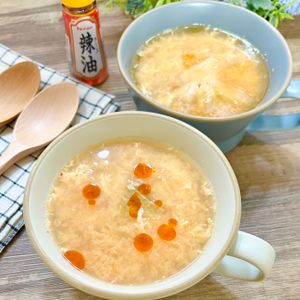 のりのり🐾🎀🤍の作ってみた!投稿(【ふわふわ卵入りキムチスープ】3分！一番簡単な作り方♪)