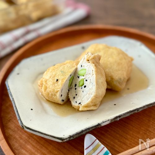 寒天で味染み♪鶏ひじきのレンジ巾着