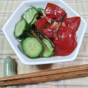 M＊Pの作ってみた!投稿(切って漬けるだけ簡単！『トマトときゅうりの夏野菜だし漬け』)