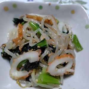コスモスの作ってみた!投稿(作り置きしてもすぐ無くなる！「小松菜とちくわのうまナムル」)