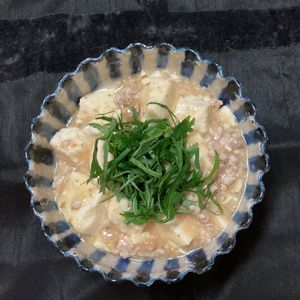 kazuの作ってみた!投稿(レンジで〖白い麻婆豆腐〗生姜香る♪白だしでさっぱり夏の味*+)