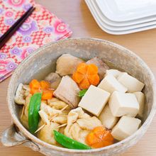 こうや豆腐ともち入り巾着のおでん風
