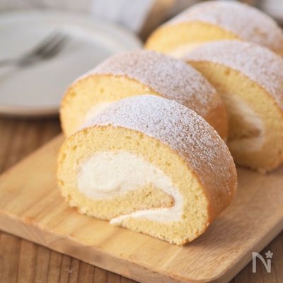 100均型で作る♪ロールケーキ