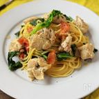 鶏のトマト豆乳パスタ【ワンパンで4人前！】
