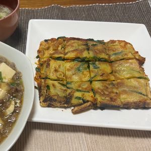 まるの作ってみた!投稿(【ニラキムチチヂミ】簡単！すぐでき居酒屋風おつまみ♡)