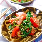 ガッツリおかずのお供に♡『水菜とトマトの胡麻酢和え』