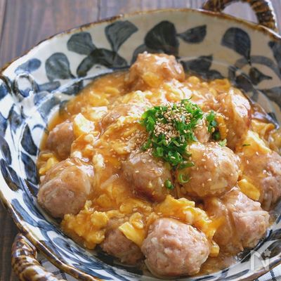 もやし入り豚団子の卵あんかけ