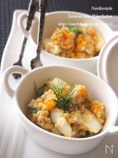 ゆで卵とキヌアのクリーミージンジャーサラダ