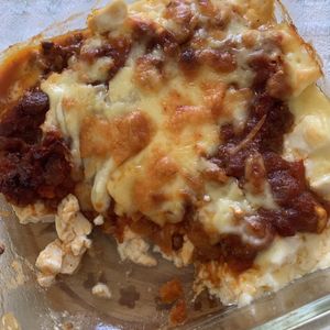 やまの作ってみた!投稿(お豆腐でヘルシー！チーズミートソースグラタン)