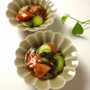 とのちゃまの作ってみた!投稿(トマトときゅうりのもずく和え)