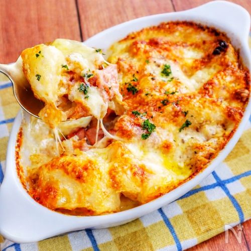 【ベーコンポテトの味噌マヨグラタン】ホクホク♪コクうま◎