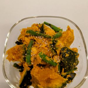 にゃんこさん🐱の作ってみた!投稿(レンチン副菜☆『かぼちゃといんげんの胡麻和え』)