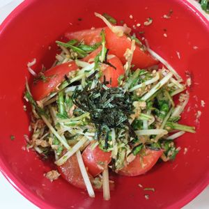 milkの作ってみた!投稿(【さっぱり♡水菜とトマトの梅ツナ和え】5分で完成！)