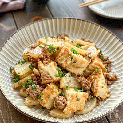 【大根の食感がたまらない】大根とひき肉と厚揚げ炒め