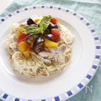 マリネでさっぱりいただく♡夏野菜そうめん
