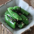 【お弁当副菜】3分で美味しい♡スナップエンドウの塩昆布ナムル
