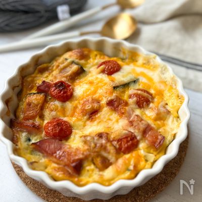 オーブン不要焼くまで10分！【かぼちゃのふわとろキッシュ】