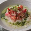 トマト氷のバジル豆乳そうめん