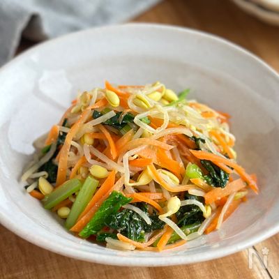 小松菜と豆もやしとにんじんのミックスナムル【野菜たっぷり♪】