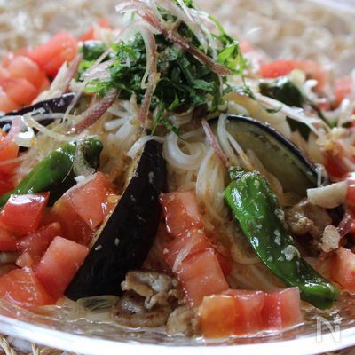 夏野菜たっぷりのサラダそうめん