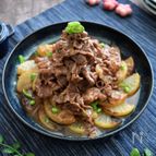 フライパンで作る！つゆだくな焼き大根と牛肉の煮もの