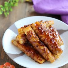 肉巻きたけのこ生姜焼き