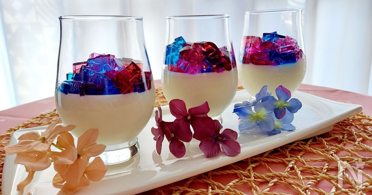 アガーで作る紫陽花ゼリー
