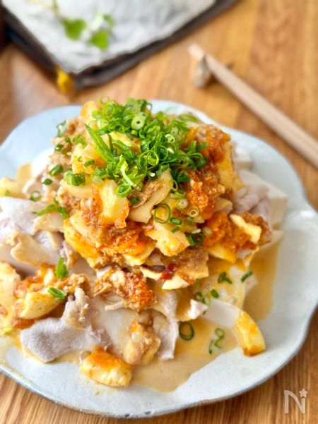 ヘルシー×満腹【たまゴマ冷しゃぶ豆腐】混ぜてかけるだけ♪