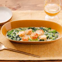 【ホタテとほうれん草のチーズクリーム煮】濃厚うま味たっぷり！