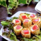 百均カヌレ型で♪カニカマと厚揚げのチーズ焼き