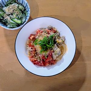 かおちゃんの作ってみた!投稿(トマトの旨味がスゴイ！『麻婆トマト春雨』)