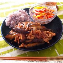 茄子と豚肉の韓国風生姜焼き