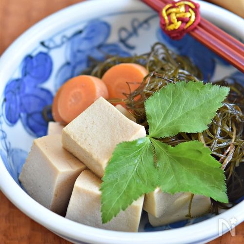 高野豆腐と切り昆布の煮物【作り置き】